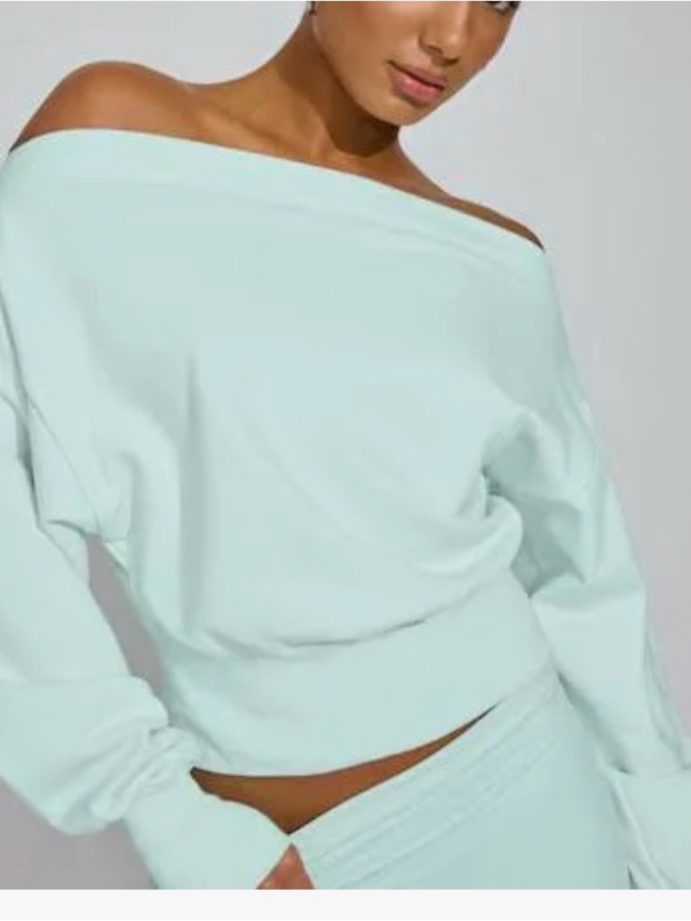 Garage Off-the-Shoulder Aqua Lightweight Sweater